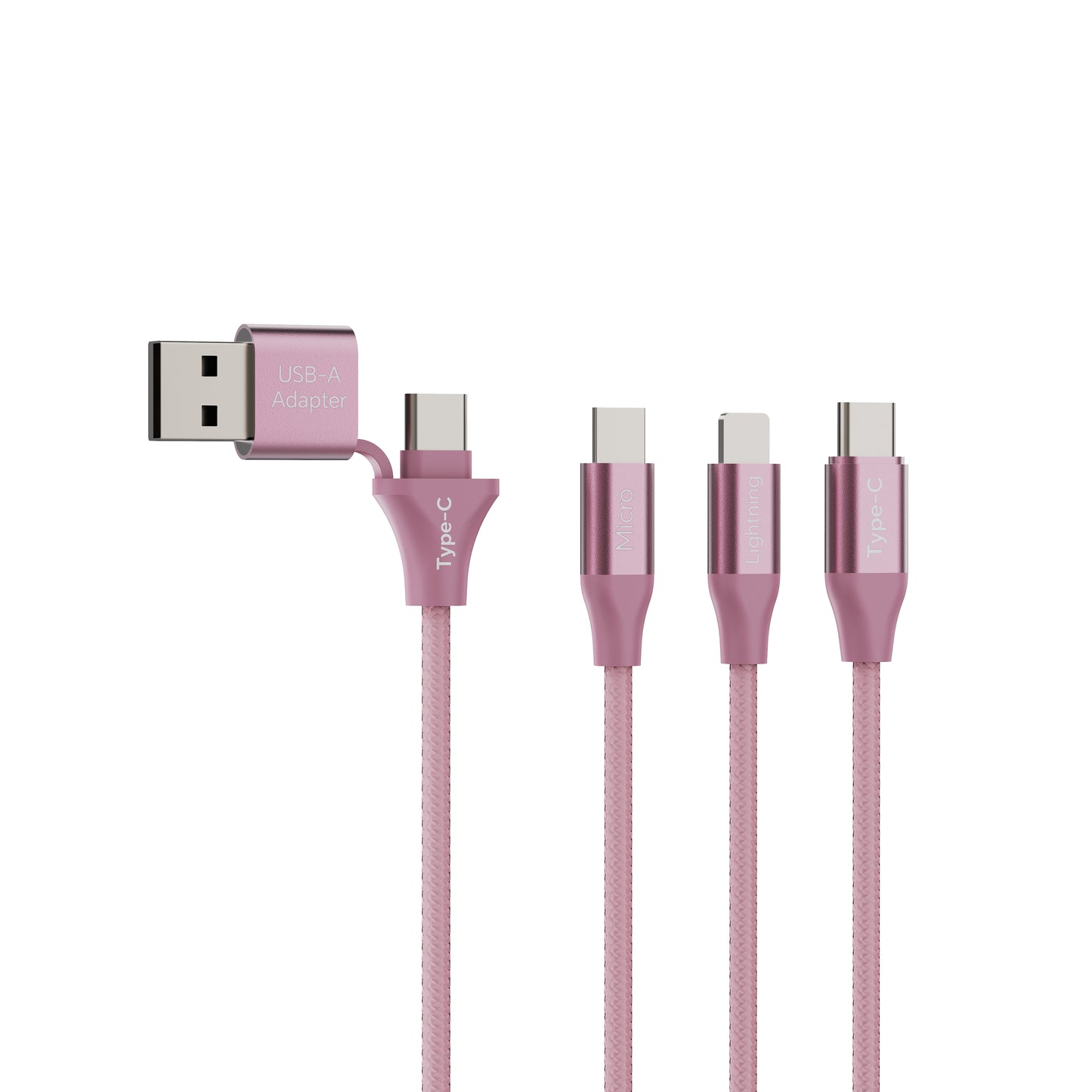 Emerald 10ft 3-in-1 Braided USB-A or USB-C to Lightning, Type-C & Micro USB Fast Charging & Data Syncing Cable