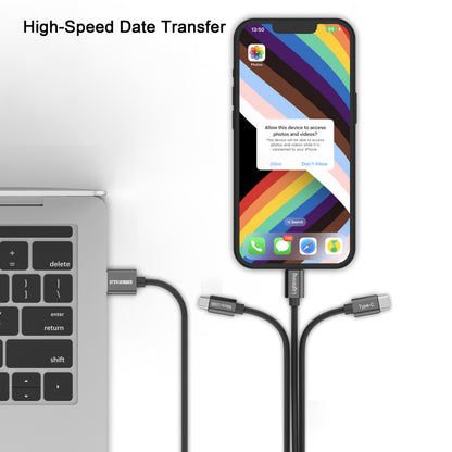 Emerald 6ft 3-in-1 Braided USB-A to Lightning, Type-C & Micro USB Fast Charging & Data Syncing Cable