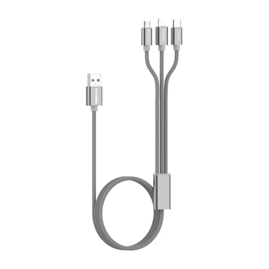 Emerald 6ft 3-in-1 Braided USB-A to Lightning, Type-C & Micro USB Fast Charging & Data Syncing Cable
