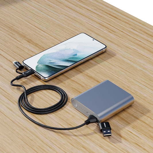 Emerald 3ft 4-in-1 Braided USB-A & Type-C to Lightning & Type-C, Fast Charging & Data Syncing Cable