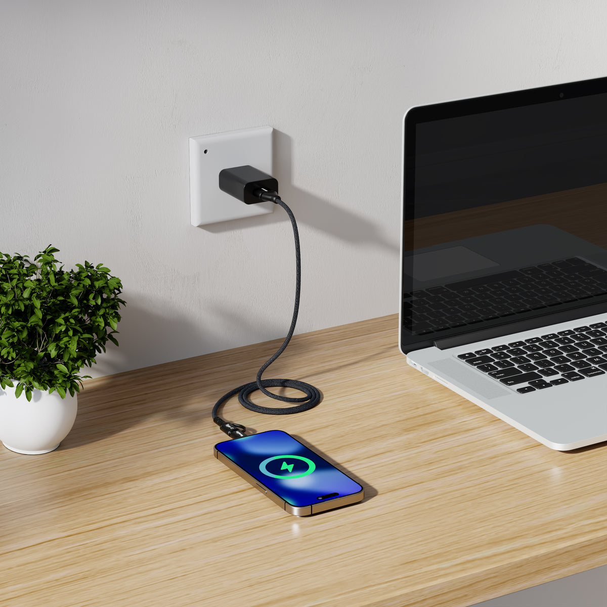 Emerald 3ft 4-in-1 Braided USB-A & Type-C to Lightning & Type-C, Fast Charging & Data Syncing Cable