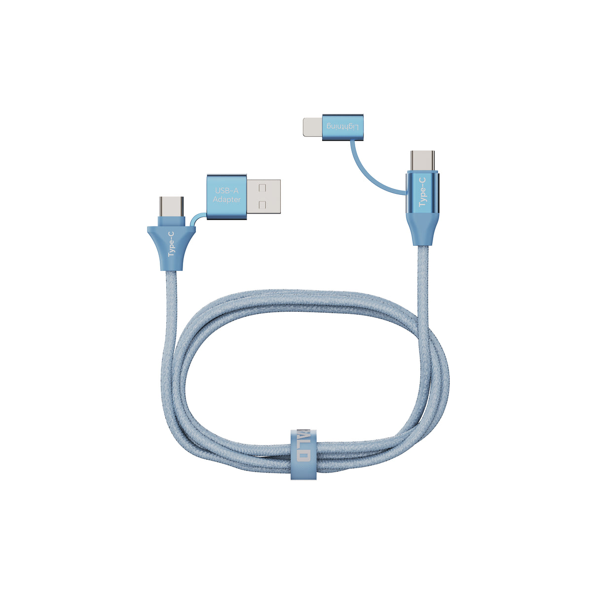 Emerald 6ft 4-in-1 Braided USB-A & Type-C to Lightning & Type-C, Fast Charging & Data Syncing Cable