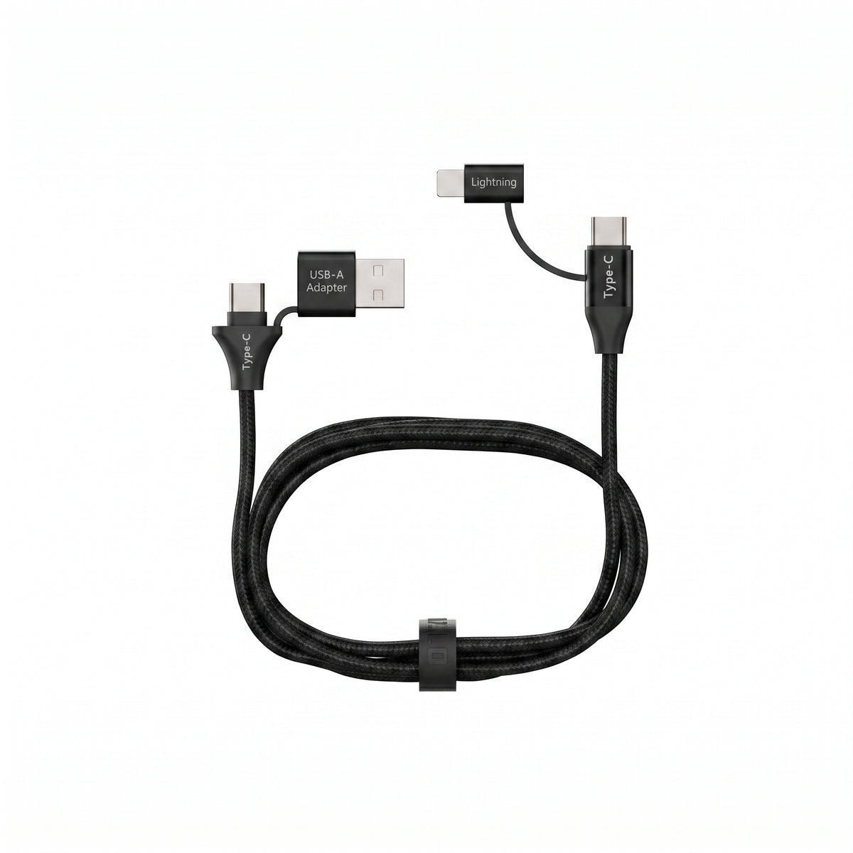 Emerald 6ft 4-in-1 Braided USB-A & Type-C to Lightning & Type-C, Fast Charging & Data Syncing Cable