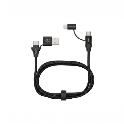 Emerald 6ft 4-in-1 Braided USB-A & Type-C to Lightning & Type-C, Fast Charging & Data Syncing Cable