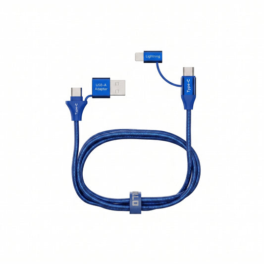 Emerald 6ft 4-in-1 Braided USB-A & Type-C to Lightning & Type-C, Fast Charging & Data Syncing Cable
