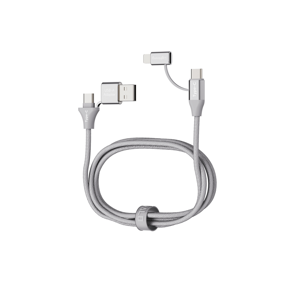Emerald 6ft 4-in-1 Braided USB-A & Type-C to Lightning & Type-C, Fast Charging & Data Syncing Cable