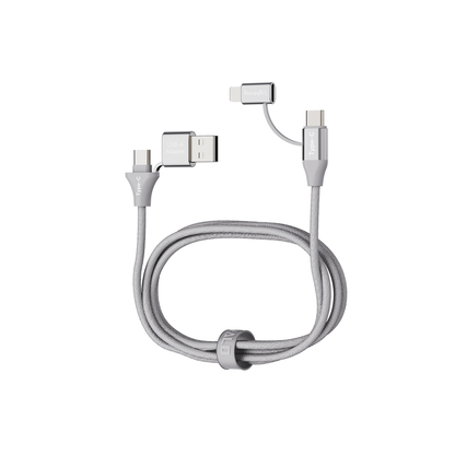 Emerald 6ft 4-in-1 Braided USB-A & Type-C to Lightning & Type-C, Fast Charging & Data Syncing Cable