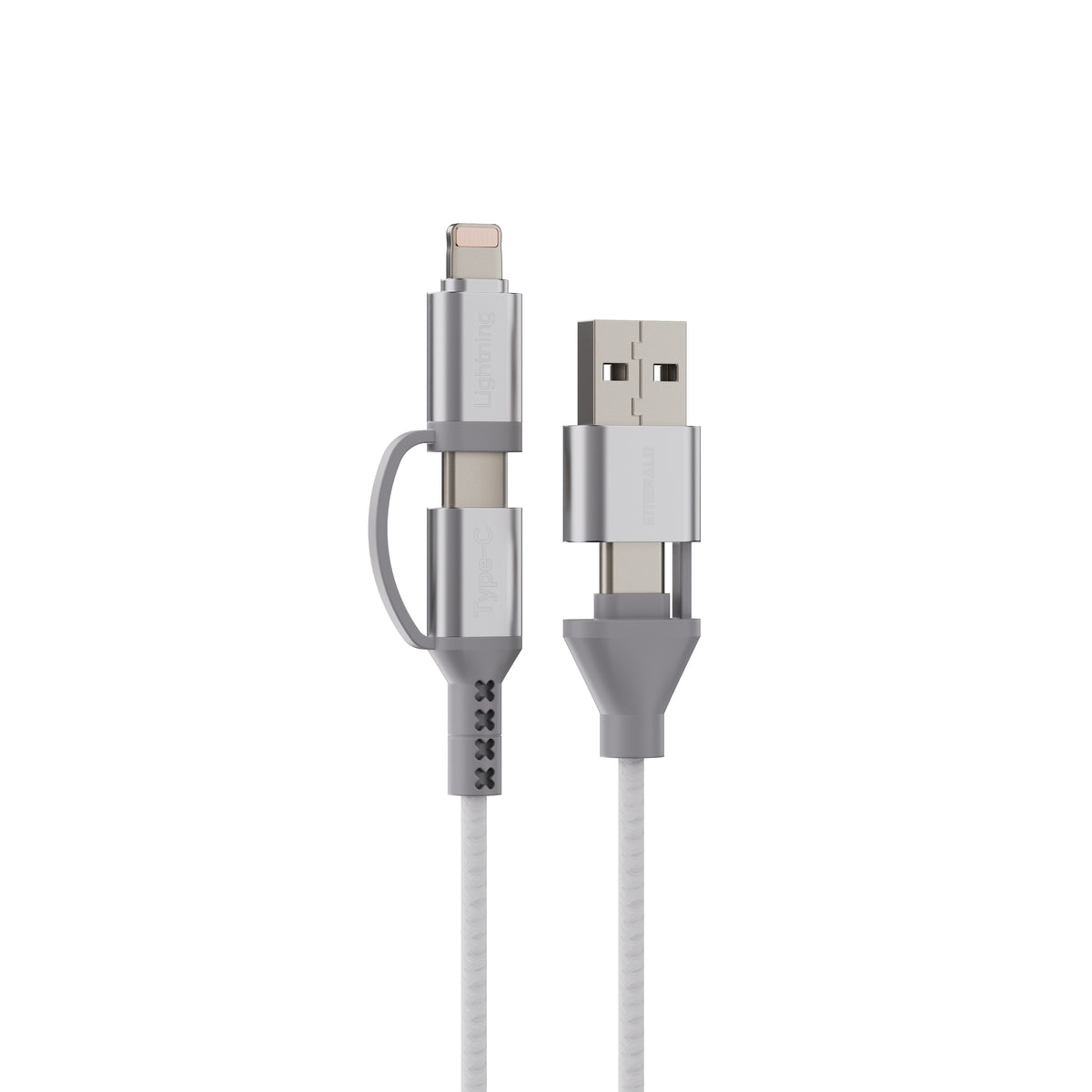 Emerald 6ft 4-in-1 Braided USB-A & Type-C to Lightning & Type-C, Fast Charging & Data Syncing Cable