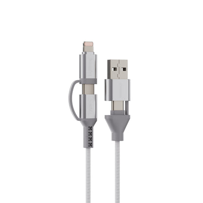 Emerald 6ft 4-in-1 Braided USB-A & Type-C to Lightning & Type-C, Fast Charging & Data Syncing Cable