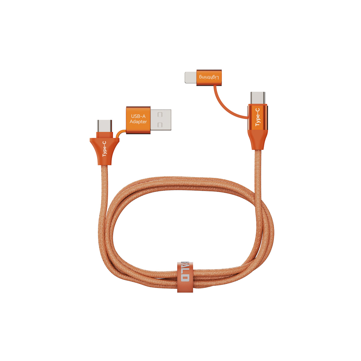 Emerald 6ft 4-in-1 Braided USB-A & Type-C to Lightning & Type-C, Fast Charging & Data Syncing Cable