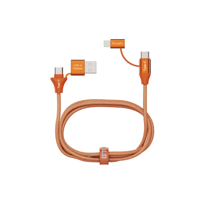 Emerald 6ft 4-in-1 Braided USB-A & Type-C to Lightning & Type-C, Fast Charging & Data Syncing Cable