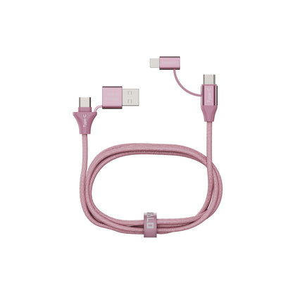 Emerald 6ft 4-in-1 Braided USB-A & Type-C to Lightning & Type-C, Fast Charging & Data Syncing Cable
