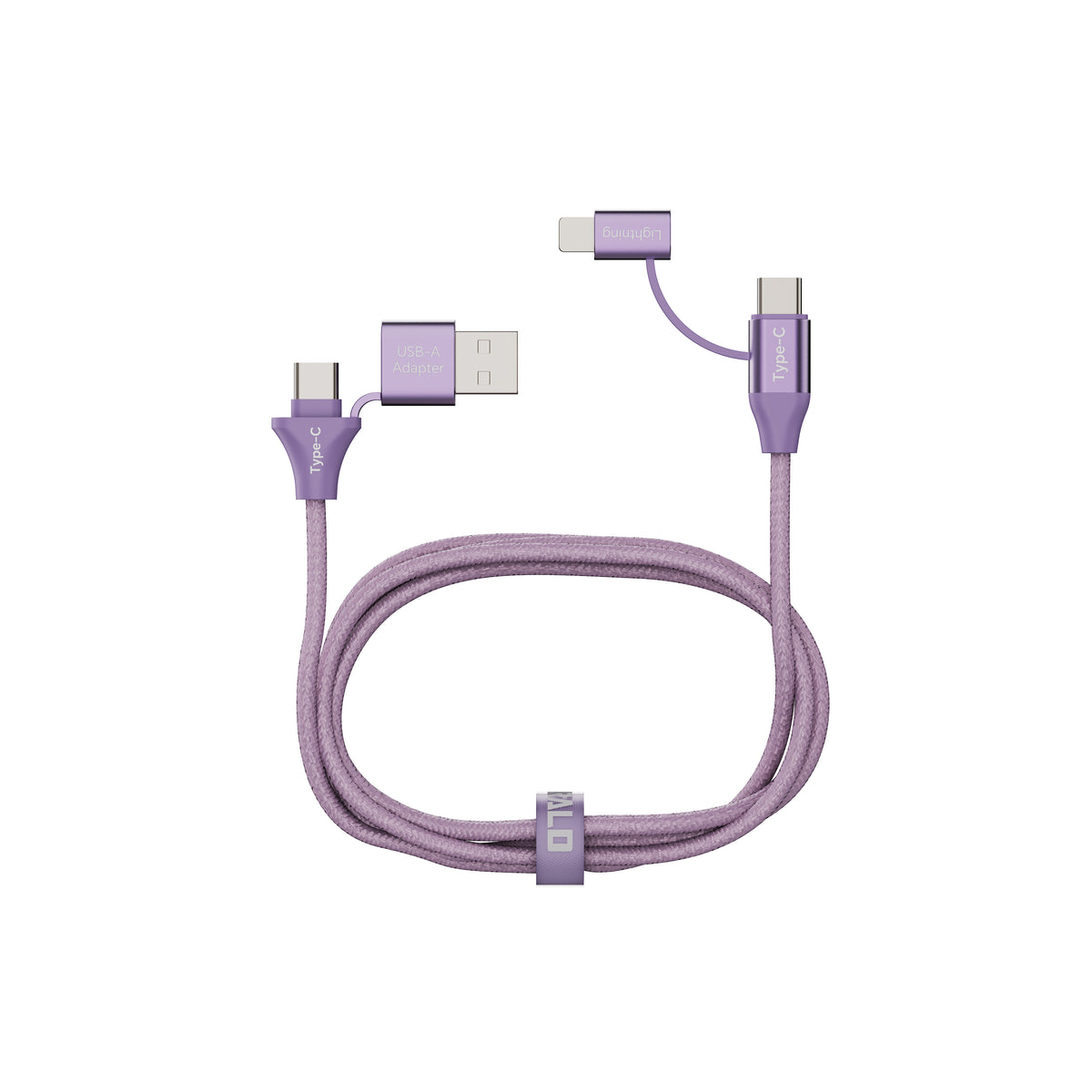 Emerald 6ft 4-in-1 Braided USB-A & Type-C to Lightning & Type-C, Fast Charging & Data Syncing Cable