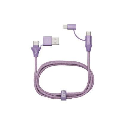 Emerald 6ft 4-in-1 Braided USB-A & Type-C to Lightning & Type-C, Fast Charging & Data Syncing Cable