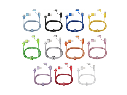 Emerald 6ft 4-in-1 Braided USB-A & Type-C to Lightning & Type-C, Fast Charging & Data Syncing Cable
