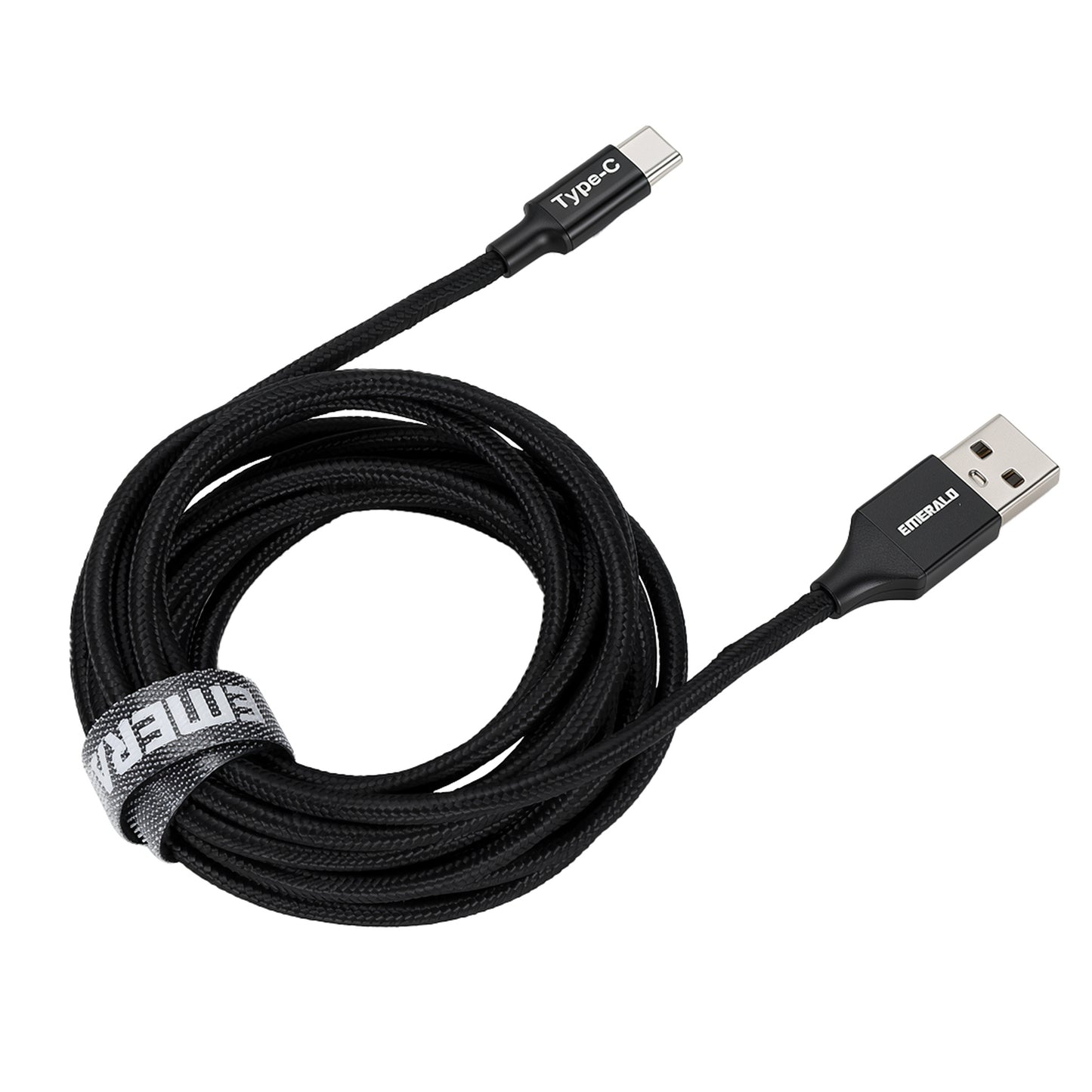 Emerald 10ft Braided USB-A to USB-C (Type-C), Fast Charging & Data Syncing Cable