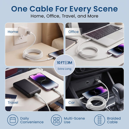 Emerald 10ft Braided USB-A to USB-C (Type-C), Fast Charging & Data Syncing Cable