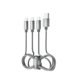 Emerald 6ft 3-in-1 Braided USB-A to Triple USB-C (Type-C), Charging & Data Syncing Cable - Grey