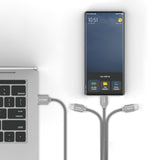 Emerald 6ft 3-in-1 Braided USB-A to Triple USB-C (Type-C), Charging & Data Syncing Cable - Grey