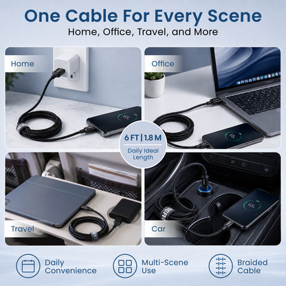 Emerald 6ft Braided USB-A to USB-C (Type-C), Fast Charging & Data Syncing Cable