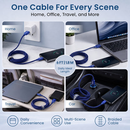 Emerald 6ft Braided USB-A to USB-C (Type-C), Fast Charging & Data Syncing Cable