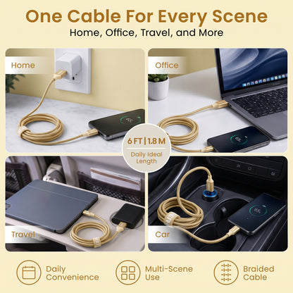 Emerald 6ft Braided USB-A to USB-C (Type-C), Fast Charging & Data Syncing Cable