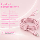 Emerald 10ft Braided USB-A to Lightning, Fast Charging & Data Syncing Cable Compatible with iPhone