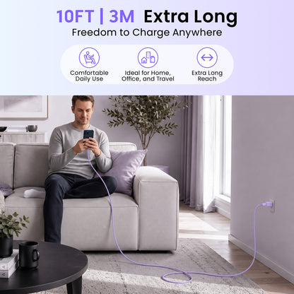 Emerald 10ft Braided USB-A to Lightning, Fast Charging & Data Syncing Cable Compatible with iPhone