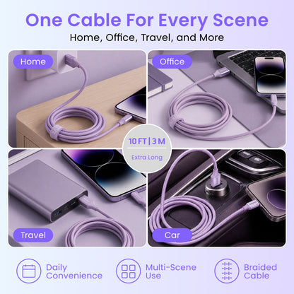 Emerald 10ft Braided USB-A to Lightning, Fast Charging & Data Syncing Cable Compatible with iPhone