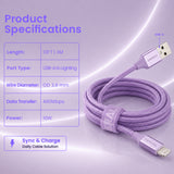 Emerald 10ft Braided USB-A to Lightning, Fast Charging & Data Syncing Cable Compatible with iPhone