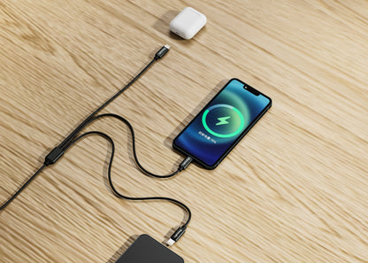 Emerald 6ft 3-in-1 Braided USB-A to Triple Lightning, Charging & Data Syncing Cable - Black