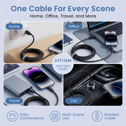 Emerald 6ft Braided USB-A to Lightning, Fast Charging & Data Syncing Cable Compatible with iPhone