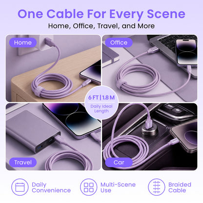 Emerald 6ft Braided USB-A to Lightning, Fast Charging & Data Syncing Cable Compatible with iPhone