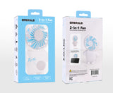 Emerald 2in1 Rechargeable Portable Handheld & Desktop Fan with Phone Holder, 3 Speed