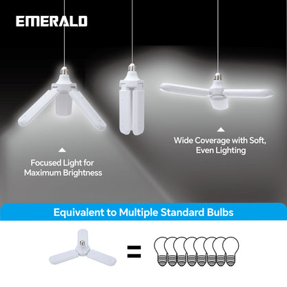 Emerald 3-Panel Adjustable LED Light, 3500 Lumens, 6500K Daylight, 15W E26 Base