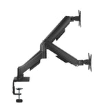 Emerald Gas Spring Dual Monitor Mount for 13"-32" Screens, Full Motion Arms with Clamp or Grommet Base, VESA 75x75-100x100mm