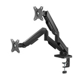 Emerald Gas Spring Dual Monitor Mount for 13"-32" Screens, Full Motion Arms with Clamp or Grommet Base, VESA 75x75-100x100mm