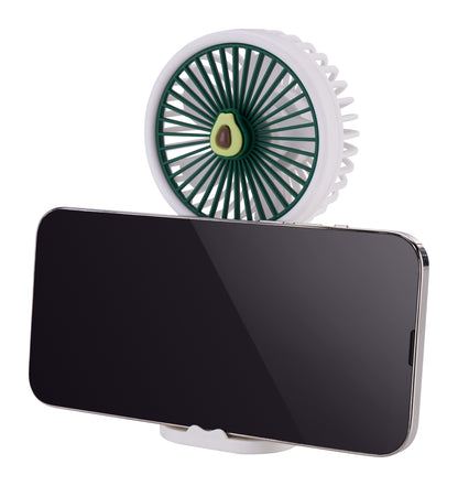 Emerald 2in1 Rechargeable Portable Handheld & Desktop Fan with Phone Holder, 3 Speed