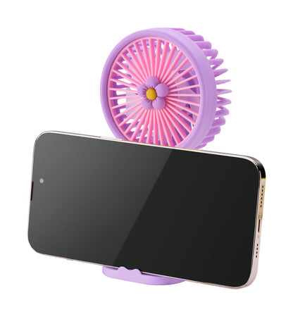 Emerald 2in1 Rechargeable Portable Handheld & Desktop Fan with Phone Holder, 3 Speed