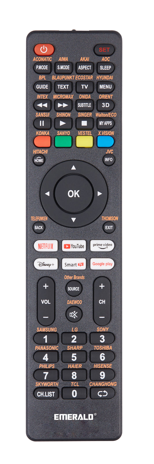 Emerald Universal Smart TV Remote All-in-One Remote Control for Most Major TV Brands, Compatible with Streaming Apps