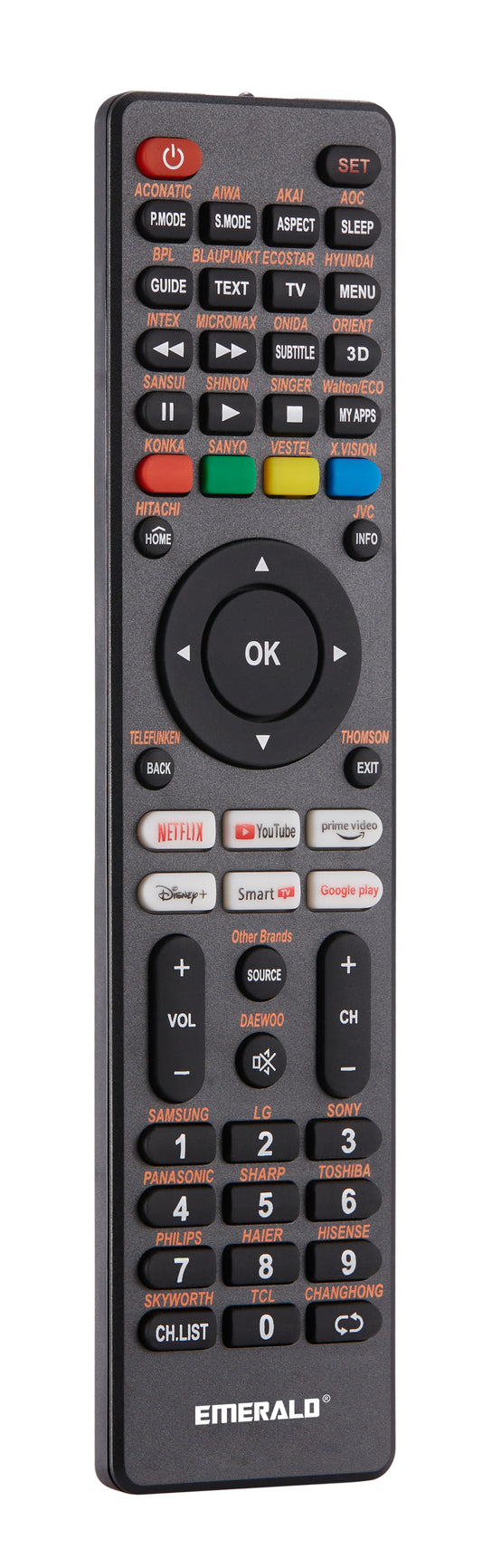 Emerald Universal Smart TV Remote All-in-One Remote Control for Most Major TV Brands, Compatible with Streaming Apps