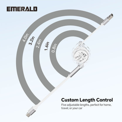 Emerald 3.3ft 2-in-1 Retractable USB-A to Lightning & Type-C, Fast Charging & Data Syncing Cable