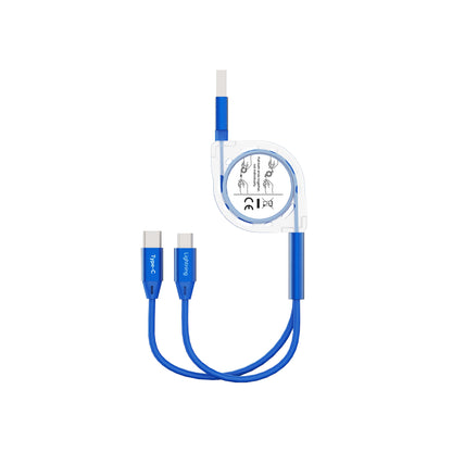 Emerald 3.3ft 2-in-1 Retractable USB-A to Lightning & Type-C, Fast Charging & Data Syncing Cable