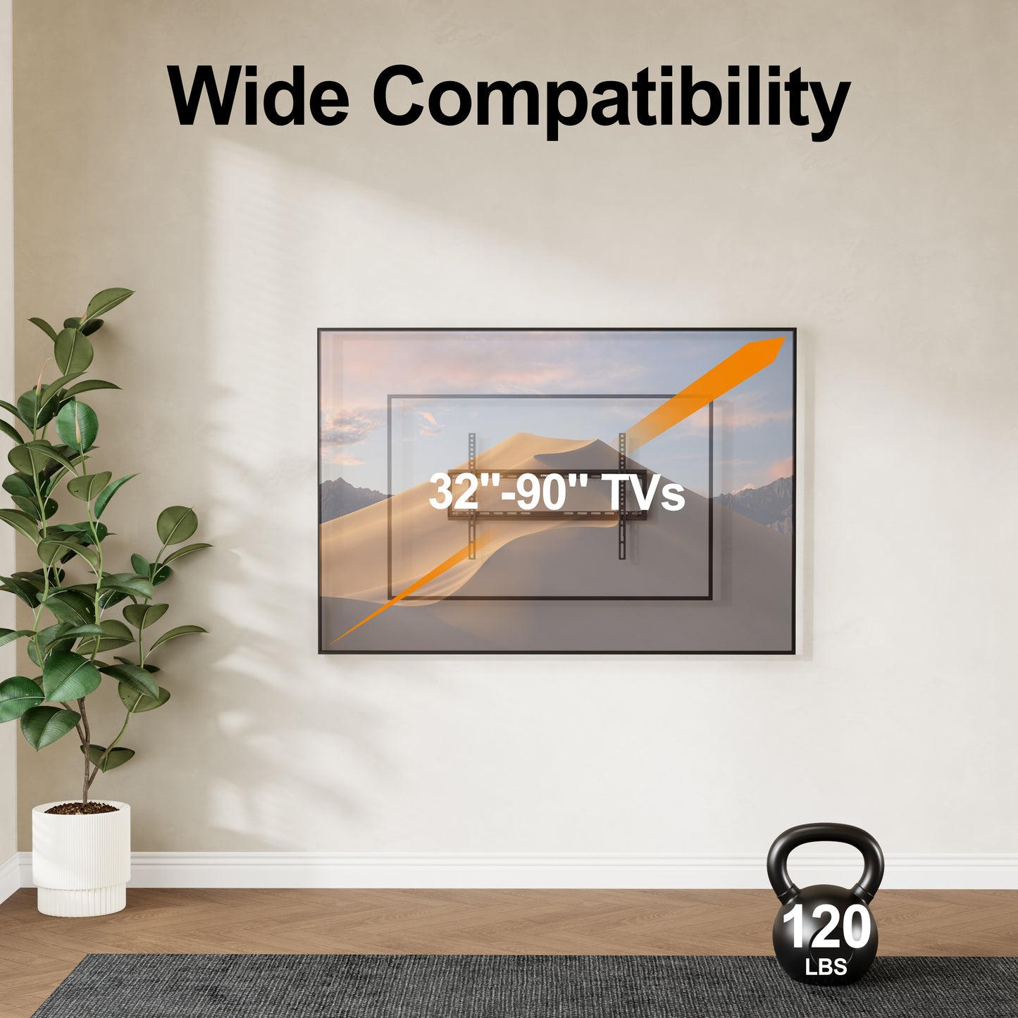 Emerald Fixed TV Wall Mount 37"-86", Capacity 99lbs, Max VESA 400x400mm