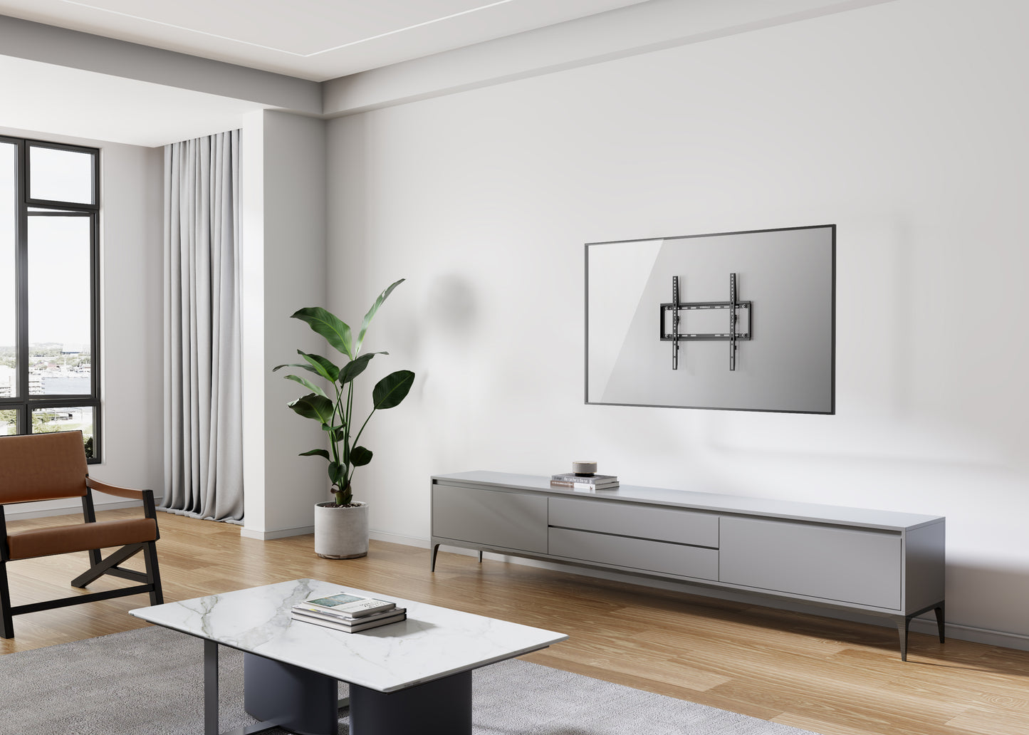 Rocky Ultra Slim Fixed Wall Mount for 23"-65" TVs, 0.81" Low Profile, VESA 200x200 to 400x400 mm