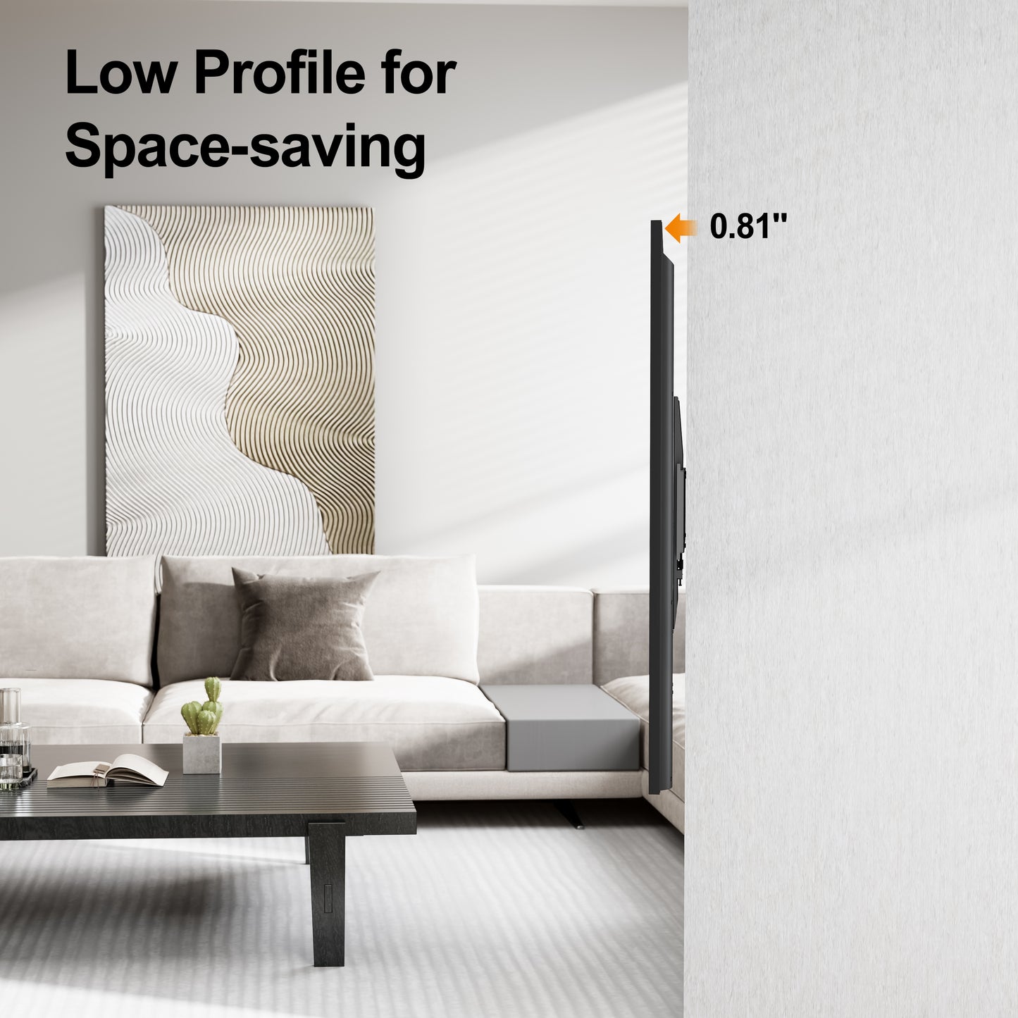 Rocky Ultra Slim Fixed Wall Mount for 23"-65" TVs, 0.81" Low Profile, VESA 200x200 to 400x400 mm