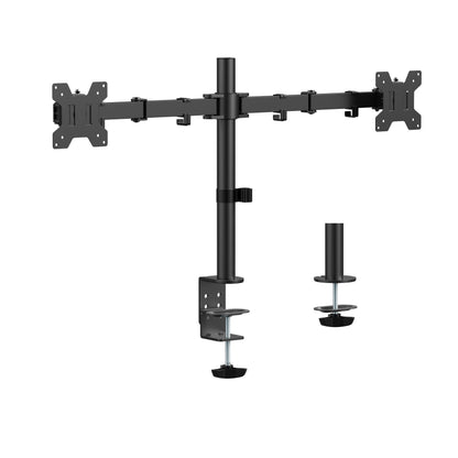 Emerald Dual Monitor Desk Mount for 17-32" Screens, Full Motion Adjustable Arm Stand with Tilt, Swivel, and Cable Management