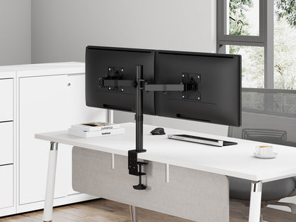 Emerald Dual Monitor Desk Mount for 17-32" Screens, Full Motion Adjustable Arm Stand with Tilt, Swivel, and Cable Management