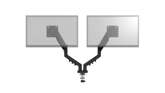 Emerald Gas Spring Dual Monitor Mount for 13"-32" Screens, Full Motion Arms with Clamp or Grommet Base, VESA 75x75-100x100mm