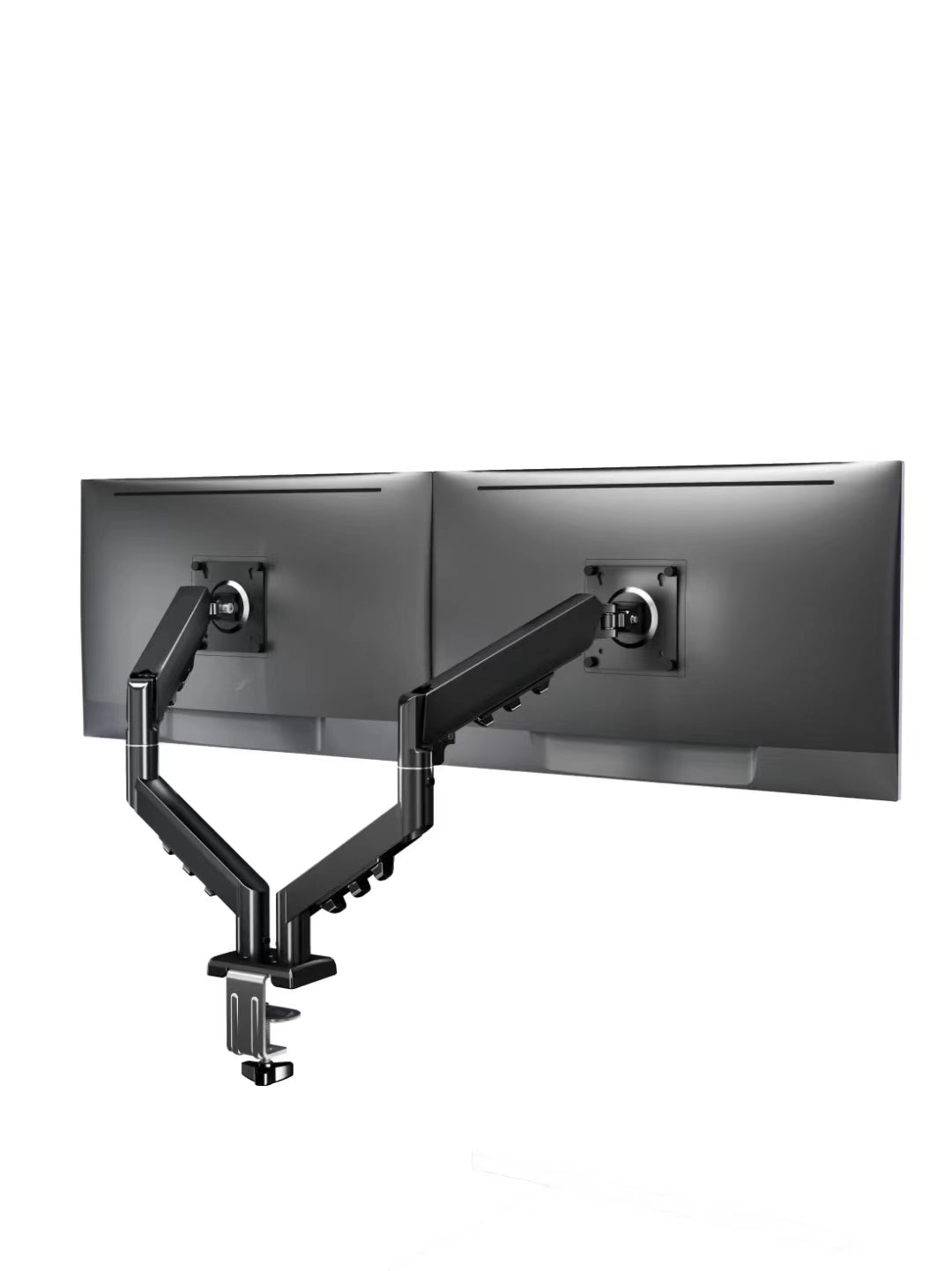 Emerald Gas Spring Dual Monitor Mount for 13"-32" Screens, Full Motion Arms with Clamp or Grommet Base, VESA 75x75-100x100mm